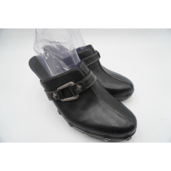 COLE HAAN Black Platform Silver Embellished Mule Slip-On Clog Size 9.5 - Picture 7 of 13